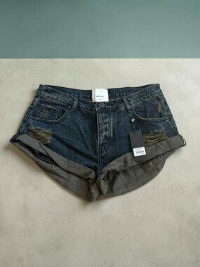 ONE TEASPOON Fox Black Bandit Denim Shorts Size 30 NEW NWT